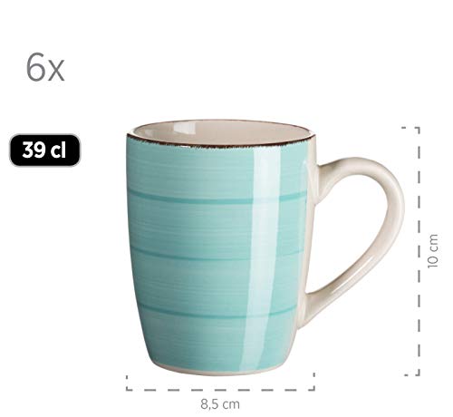 MÄSER 931614 Bel Tempo II - Vajilla (30 piezas, cerámica pintada a mano), color turquesa