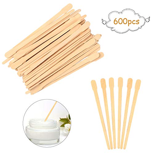 Matogle 600 pcs Espátula de Madera para Depilación Herramienta de Madera de Cera Palo Desechable para Belleza Mascarilla Facial Palillo de Depresor Higiénico para Eliminación de Vello Mujeres