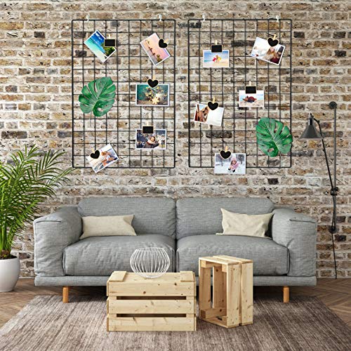 Matogle Mini Pizarras Decorativas 8 psc Etiqueta de Pizarra de Madera Rectangular con 8 pcs Pizarras Pequeñas en Forma de Corazón para Decoración Boda Nombre Mensajes Pinza Clip de Pizarra Negra