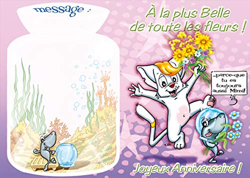 MAXICHA-004 - Tarjeta gigante de cumpleaños con diseño de gato y gato