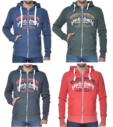 M.Conte Men Sweat-Shirt Chaqueta Sudadera con Capucha Hombre Raul (XL, Rojo Melange)