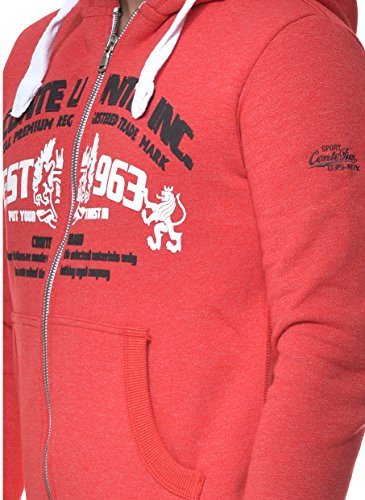 M.Conte Men Sweat-Shirt Chaqueta Sudadera con Capucha Hombre Raul (XL, Rojo Melange)