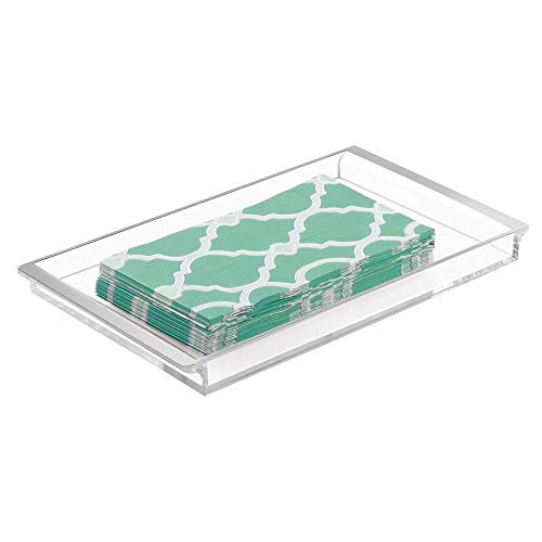 mDesign Bandeja organizadora para cosméticos – Elegante Organizador de baño para lociones, cosméticos, Accesorios, etc. – Organizador de Maquillaje de plástico para el baño – Transparente/Plateado