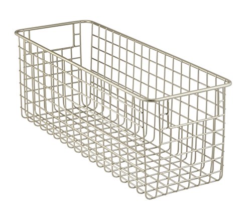 mDesign - Cesta almacenaje con asas color plateado - Organizador cocina de acero de alta calidad - Ideal para el baño, cocina o despensa