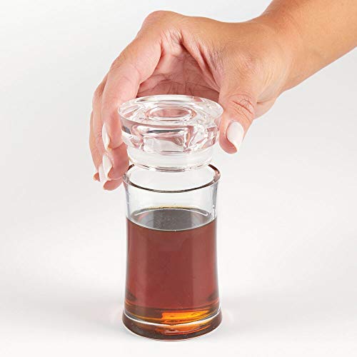 mDesign Juego de 2 aceiteras – Aceitera y vinagrera pequeñas de plástico, también para aderezos y más – Dosificadores de líquidos con tapa para cocina y comedor – transparente