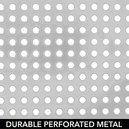 mDesign Juego de 2 estantes de cocina – Soportes para platos independientes de metal – Organizadores de armarios extragrandes para tazas, platos, alimentos, etc. – plateado