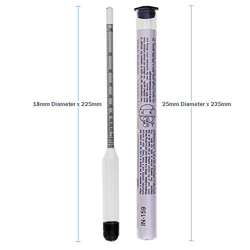 Medidor de alcohol 0-100 % medida de alcohol destilado y bebidas espirituosas, 23 cm