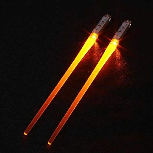 meixiang Palillos De Iluminación LED, Palillos Chinos Antideslizantes De Decoración Familiar, Suministros De Cocina De Bollo 2pcs/ Naranja