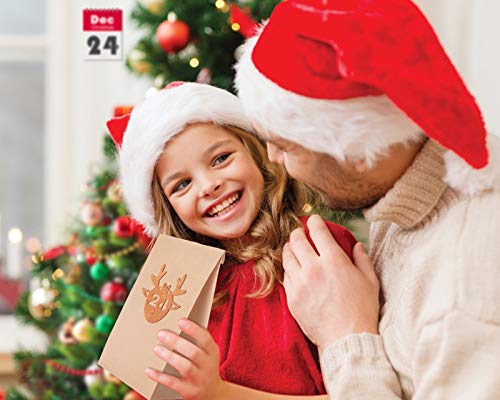 MELLIEX 24 Piezas Bolsa para Calendario de Adviento, Bolsas de Papel Kraft Bolsa De Regalo Navidad con 24 Pegatinas de Fieltro, Bricolaje Calendario Adviento Decoración Navideña para el Hogar