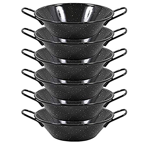 Menax - Paellera Honda Mini - Acero Vitrificado Antiadherente - Diámetro 14 cm - Set de 6