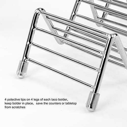 MengH-SHOP Soporte para Taco de Acero Inoxidable Taco Shell Soportes Alimentos de Estantes para Duros o Blandos Tacos Mexicanos Burritos Sandwiches 2 Piezas