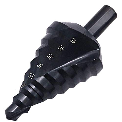 Mengshen HSS Broca Escalonada 10-45mm, Nitruro Espiral Pagoda Paso Taladro Drill Acero de Alta Velocidad para Acero al Carbono, Chapa de Hierro, Tableros de Aislamiento, Tableros de PVC, Tablones