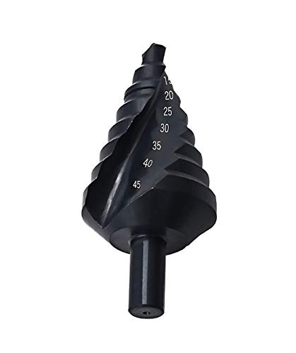 Mengshen HSS Broca Escalonada 10-45mm, Nitruro Espiral Pagoda Paso Taladro Drill Acero de Alta Velocidad para Acero al Carbono, Chapa de Hierro, Tableros de Aislamiento, Tableros de PVC, Tablones