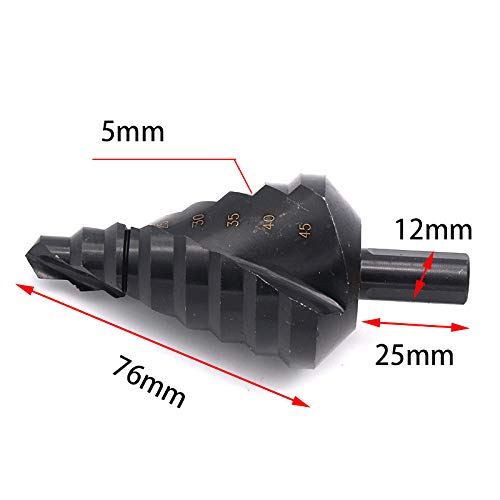 Mengshen HSS Broca Escalonada 10-45mm, Nitruro Espiral Pagoda Paso Taladro Drill Acero de Alta Velocidad para Acero al Carbono, Chapa de Hierro, Tableros de Aislamiento, Tableros de PVC, Tablones