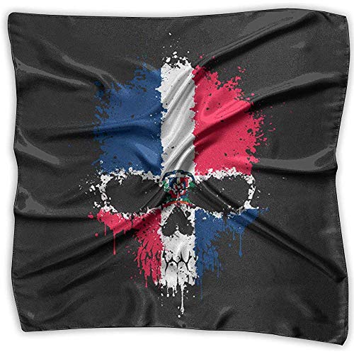Merle House República Dominicana Bandera Cráneo Señora Impreso Pañuelo Cuadrado Tocado Cuello Satén Bufandas Abrigo Chal Pañuelo