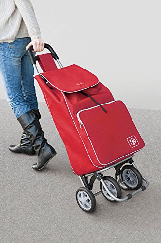 Metaltex Aloe Carro de Compra con 4 Ruedas, Tela, Rojo, 120x60x6 cm
