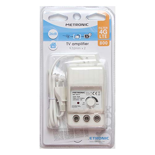 Metronic 432177 - Amplificador de interior con ajuste de ganancia y protección 4G, blanco