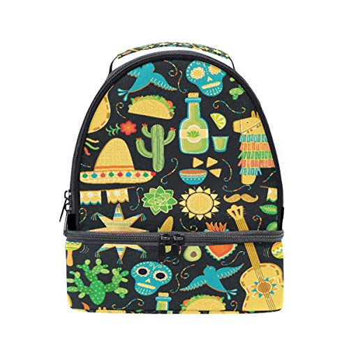 México portátil de la escuela de Hombro Tote Lunch Bag Bolso Niños Doble Caja de Almuerzo Reutilizable Aislador Enfriador Para Mujeres Estudiante Viaje al aire libre
