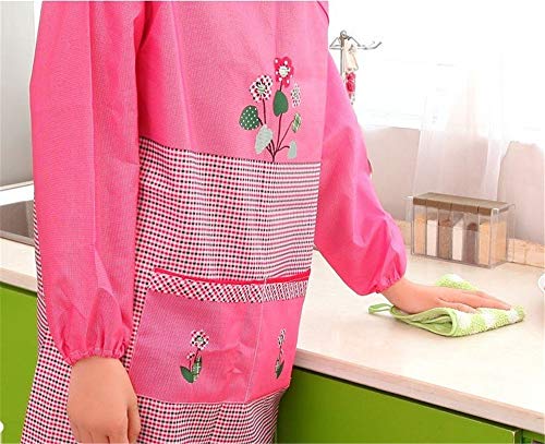 mhde Delantales 1 Piezas Plaids Delantal con Mangas De Flores Mujer Baberos Adultos Cocina Casera Hornear Cafetería Delantales De Limpieza Accesorios De Cocina   F