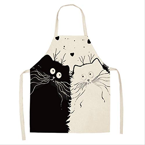 mhde Delantales Delantal De Cocina Perro Divertido Bulldog Gato Impreso Sin Mangas Delantales De Lino De Algodón para Hombres Mujeres Herramientas De Limpieza del Hogar 47X66Cm   Dos
