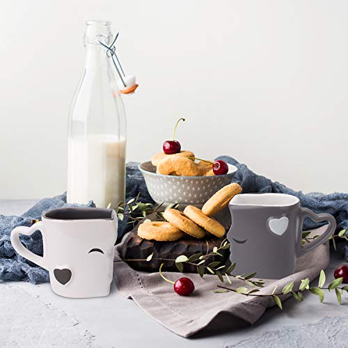 MIA Mio - Tazas de Café/Tazas de Besos Set/Regalo para Novios - Ceramica (Gris)