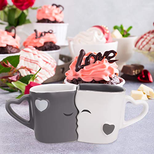 MIA Mio - Tazas de Café/Tazas de Besos Set/Regalo para Novios - Ceramica (Gris)
