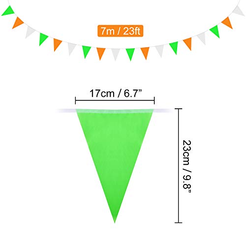 MIAHART St Patrick's Day 21 Banderín Irish 7M Green, White & Orange Bunting Decoration Triángulo irlandés Bunting Flag para el día de San Patricio Decoraciones para Fiestas