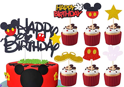 Mickey Mouse Cupcake Cake Toppers Mickey Decoración para Niños Cumpleaños Baby Shower Mickey Clubhouse Suministros Micky Party Supplies 25PCS Topper