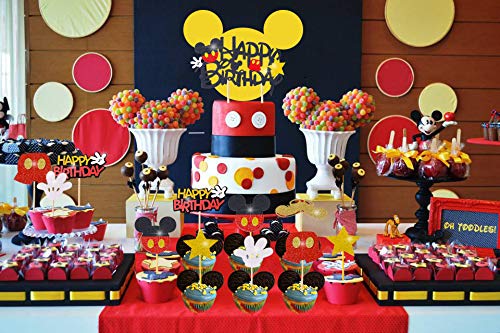 Mickey Mouse Cupcake Cake Toppers Mickey Decoración para Niños Cumpleaños Baby Shower Mickey Clubhouse Suministros Micky Party Supplies 25PCS Topper
