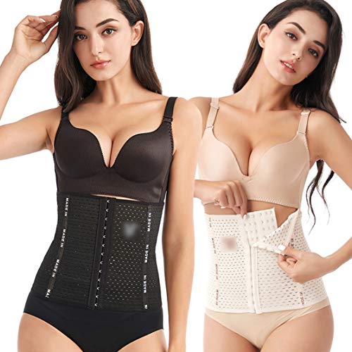 Mikelabo Body Shaper Sexy Mujer Cintura Entrenador sin costuras Shapewear adelgazamiento cinturón gancho y malla ojo agujero de aire Cincher Corsé Pérdida de peso ajustable vientre S-3XL Complexión M