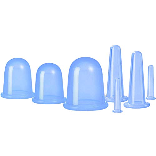 MILISTEN 7 Piezas Conjunto de Ventosas Taza de Ventosas de Silicona Cara Cuerpo Ventosas Masaje Cuidado de La Salud Herramienta de Belleza Dispositivo para Anti Celulitis Higroscópico Azul