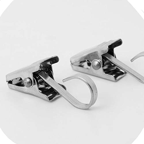 MINGZE 50 Pcs Clips de Acero Inoxidable Ganchos Cortina Clips con Ganchos Clips para Colgar Clips Drapery Pinza Multiusos para decoración del hogar para Cortina, Fotos, Dormitorio