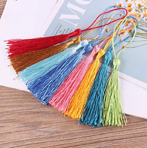 Mini Borla Pendiente,100 Piezas Mini Borlas con lazo de Cuerda 13cm Decorativo Mini Borlas para Hacer Joyas Marcadores Proyectos de Bricolaje 10 Colores