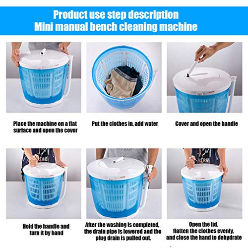 Mini Lavadora, Lavadora De Ropa Manual con Manivela PortáTil, Lavadora Compacta, Secadora, para Apartamento, Hotel, Dormitorio, Camping