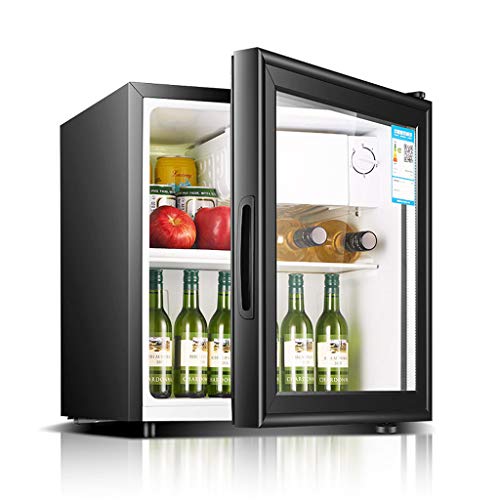 Mini-nevera Lxn Refrigerador Negro para Bebidas, 50 l, refrigerador bajo mostrador con Compartimiento para Enfriador Cubierto, Puerta de Vidrio, con estantes extraíbles Ajustables