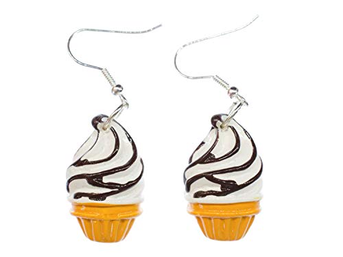 Miniblings Suave de Hielo de Crema de la Galleta Pendientes Salsa de Chocolate Hielo de Verano Vacaciones Postre