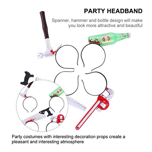 Minkissy 4 Unids Llave Martillo Cuchillo Cuchillo Patrón Diademas Diademas de Horror de Halloween Diademas de Zombies para Suministros de Fiesta de Halloween