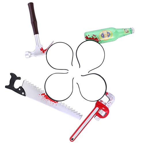 Minkissy 4 Unids Llave Martillo Cuchillo Cuchillo Patrón Diademas Diademas de Horror de Halloween Diademas de Zombies para Suministros de Fiesta de Halloween