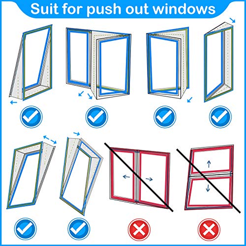 Minterest Kit Ventana Aire Acondicionado Portatil, Aire Acondicionado Azul de 500 CM Secadora de Ventanas Ventanas de Sellado Intercambiadores de Aire Con Cierre Adhesivo para Ventanas Abatibles