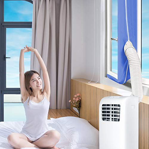Minterest Kit Ventana Aire Acondicionado Portatil, Aire Acondicionado Azul de 500 CM Secadora de Ventanas Ventanas de Sellado Intercambiadores de Aire Con Cierre Adhesivo para Ventanas Abatibles