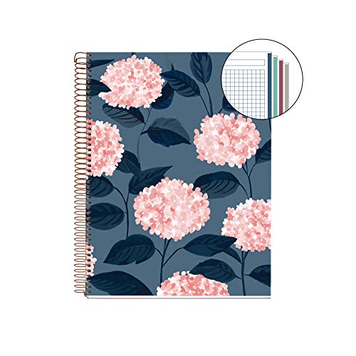 MIQUELRIUS 47981 - Cuaderno Espiral A4, tapa dura, 120 Hojas Cuadrícula Interior 4 Colores Hortensia