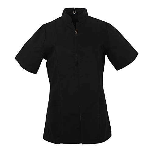MISEMIYA - Casaca Mujer Cierre Cremallera Manga Corta Uniforme Doctora Uniforme Laboral Veterinaria SANITAWRIOS Farmacia LABORATOR- Ref.829 - L, Negro