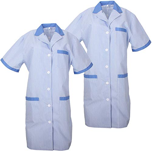 MISEMIYA - Pack*2 - Bata SEÑORA Mujer ESTÉTICA Uniforme Laboral Dentista CLINICA Doctores Limpieza Veterinaria SANIDAD HOSTELERÍA Ref.T8162 - XL, Celeste