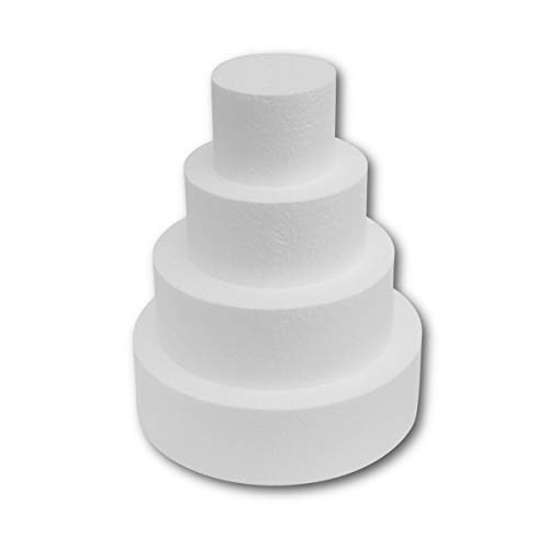 Miss Bakery's House® - Disco de poliestireno - cake dummy – set 2 – Ø 10 cm, Ø 15 cm, Ø 20 cm, Ø 25 cm – 4 piezas