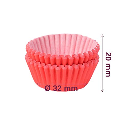 Miss Bakery's House® - Mini moldes para magdalenas - papel - estándar - Ø 32 mm x 20 mm - rojo - 200 piezas