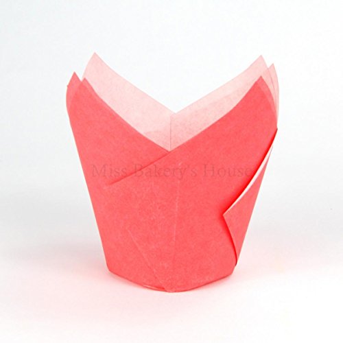 Miss Bakery's House® Moldes para magdalenas - papel - tulipán - rojo - 50pzas