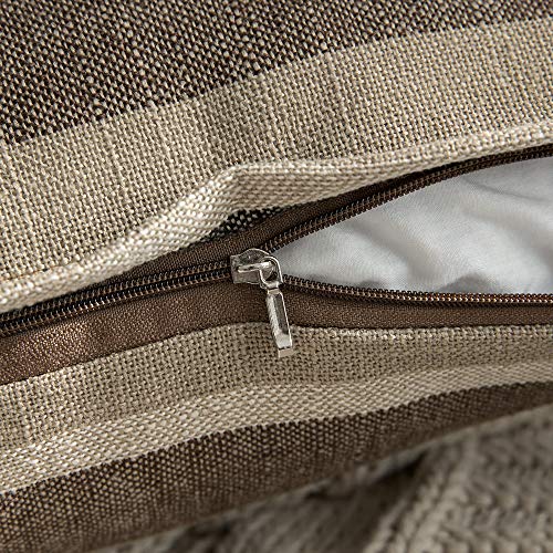 MIULEE 2 Piezas de Funda de Cojines a Rayas de Colores Lino Algodón Duradero Funda de Almohada Cuadrada Decorativa para Hogar Sofá Cama Silla Dormitorio Habitacion Juvenil 30x50cm Café