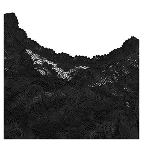 Miusol Elegante Encaje Largo Fiesta Vestido para Mujer Negro Large