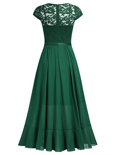 Miusol Encaje Gasa Alto Bajo Noche Vestido Largo para Mujer Verde Large