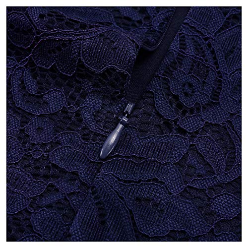 Miusol Vintage Encaje Slim Vestido de Noche Largo para Mujer Azul Marino X-Large